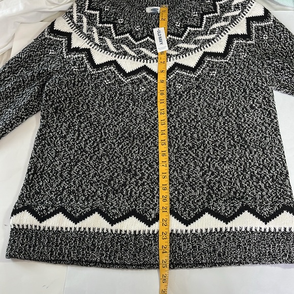 Old navy NWT classic fair isle sweater black white pullover crew neck cotton XL - Picture 13 of 13